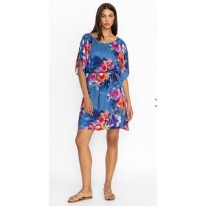 Johnny Was Women Summer Days Floral Silk Blend Oversized Dress Sz L Missing Belt